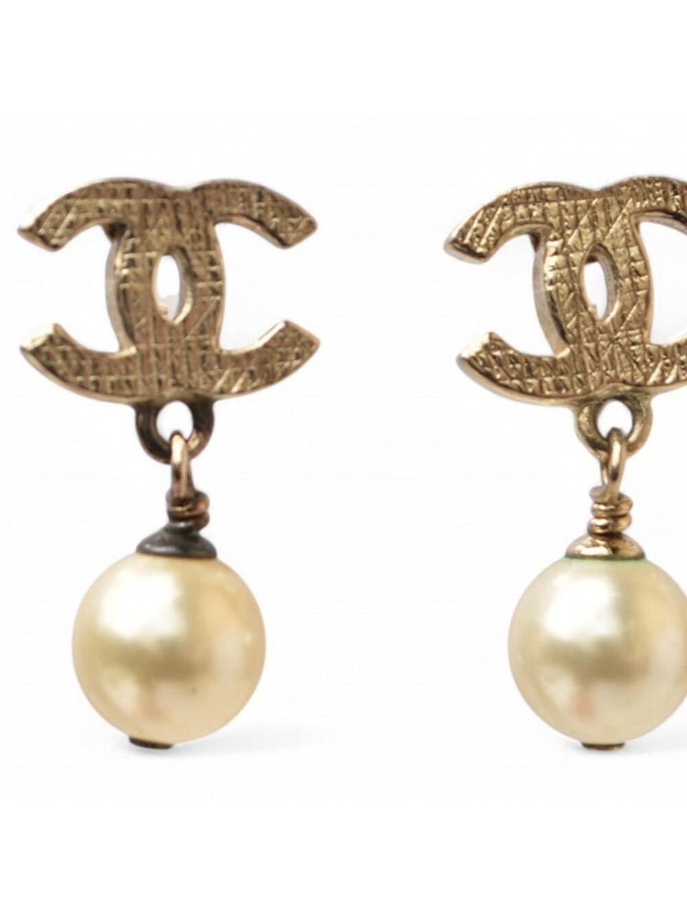 Chanel Cc Logo Earrings Metal Gold-Tone #208096C89B